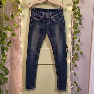 Women's Maurices Rhinestone Stitch Pocket Skinny Stretch XS Jean
